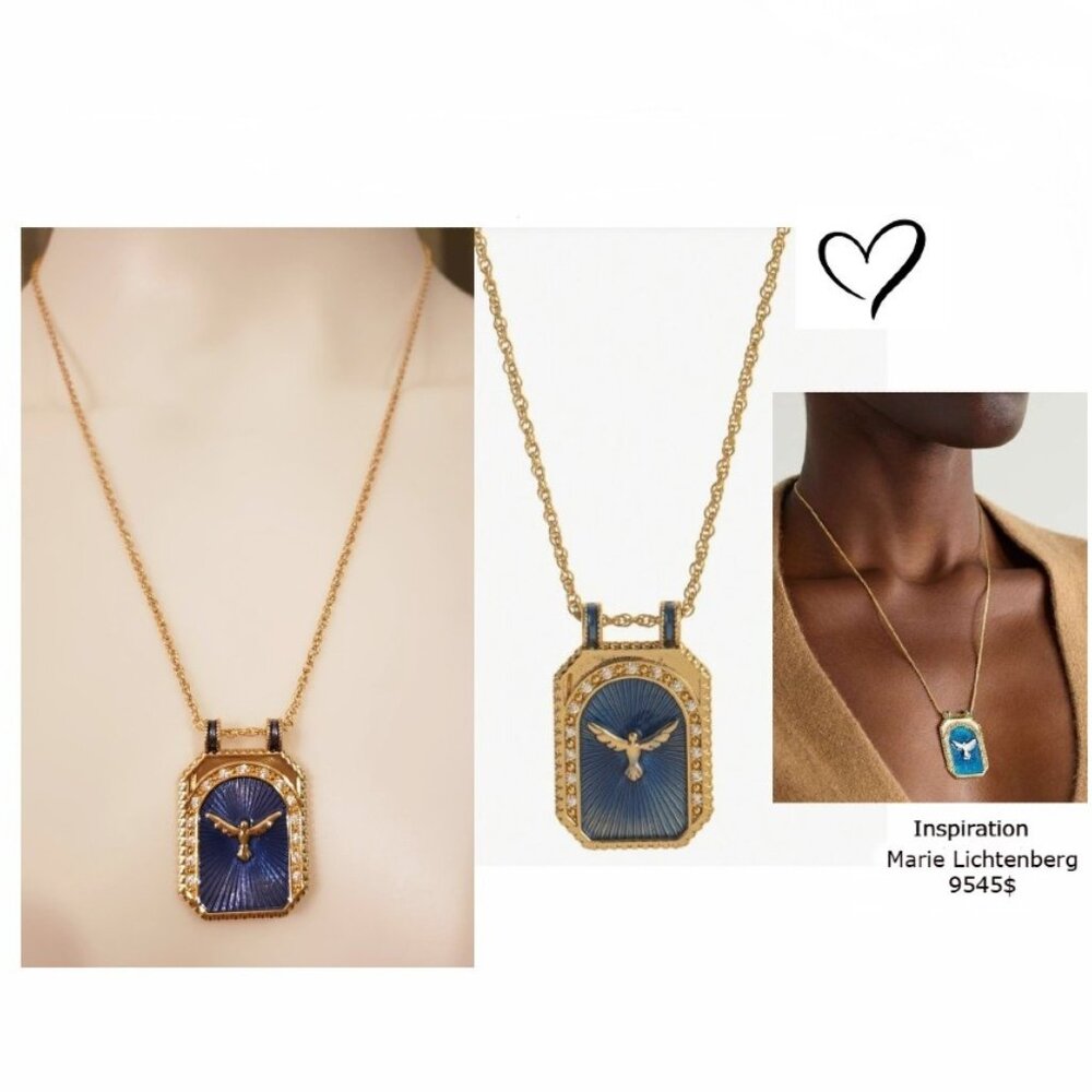 NWT luxury Marie Lichtenberg style peace medallion necklace vintage vibe